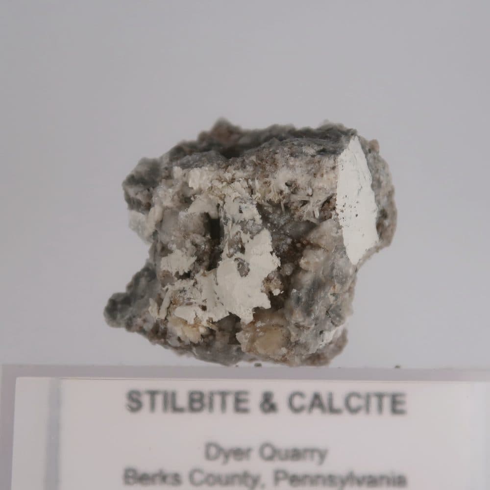 stilbite and calcite from dyer quarry, usa