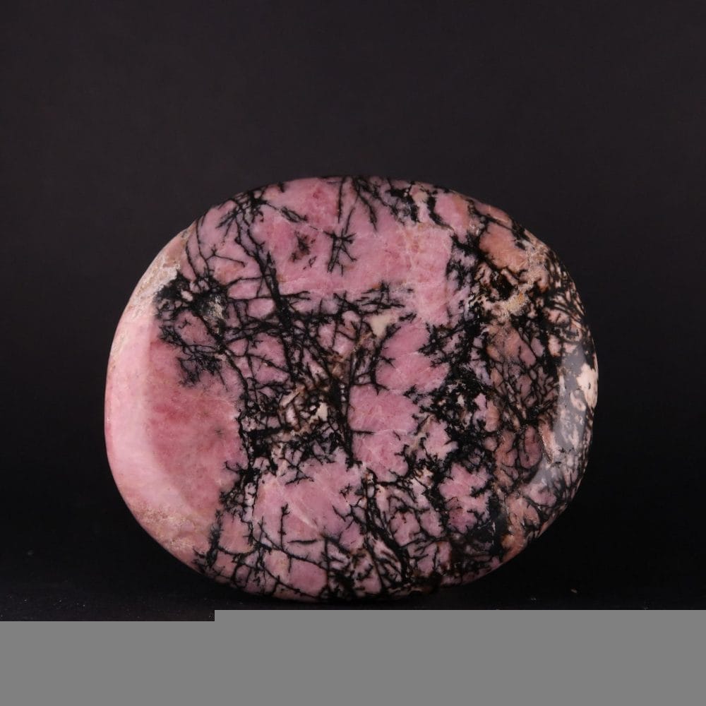 pink and black veined rhodonite palmstones 2