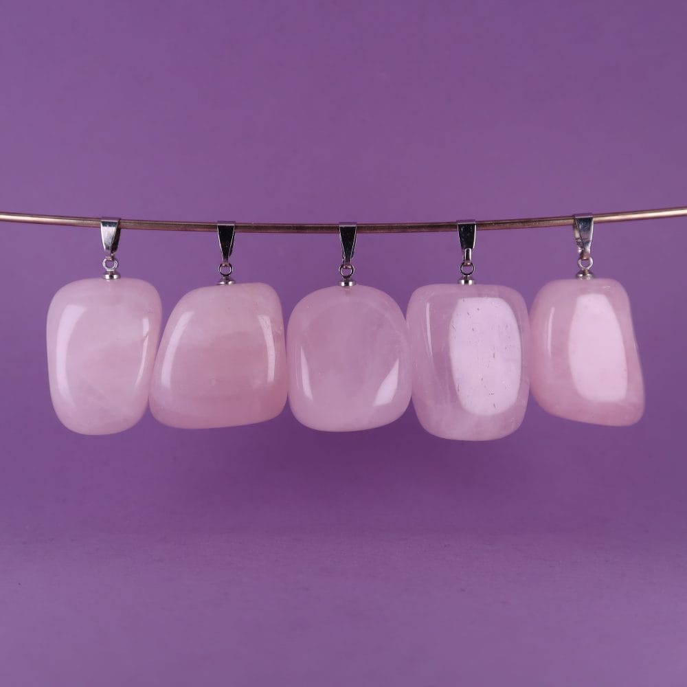 rose quartz pendants for jewellery making