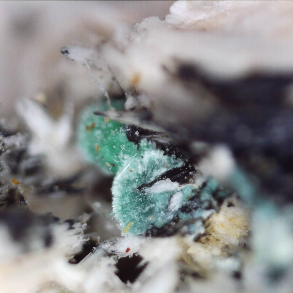 malachite on baryte from clevedon beach, north somerset