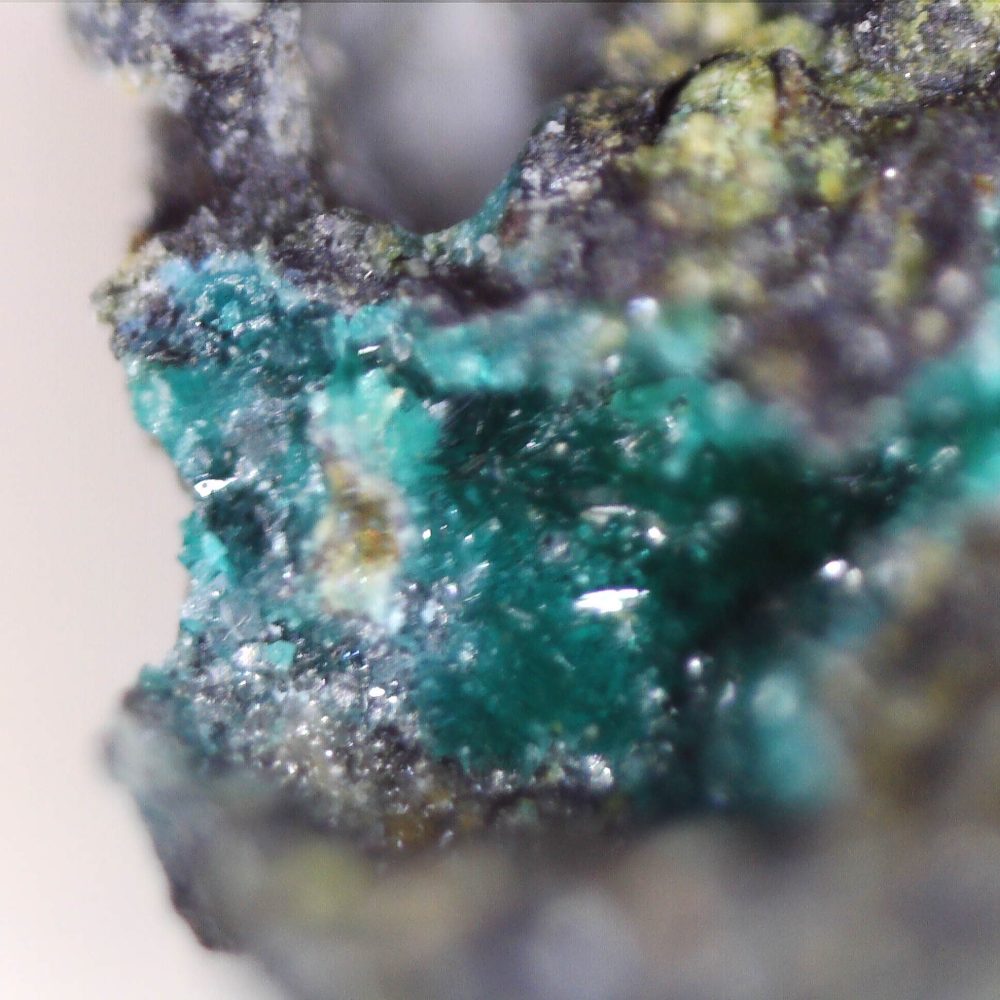 devilline and brochantite from haltcliffe copper smelter, cumbria