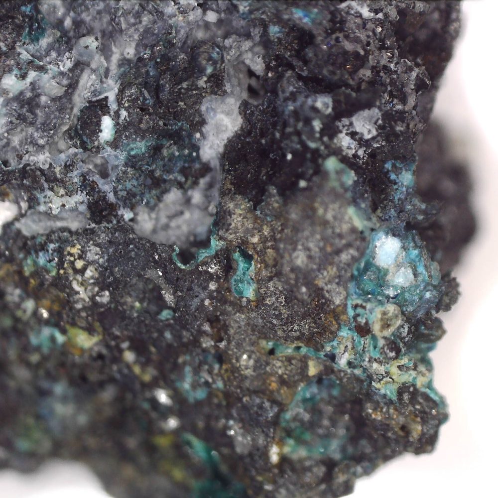 devilline and brochantite from haltcliffe copper smelter, cumbria