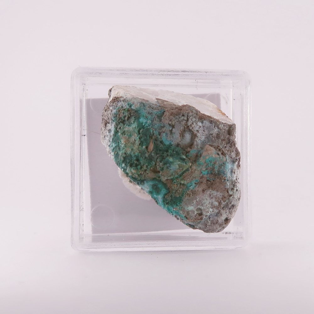 brochanthite and calcite from waterbank mine, staffordshire