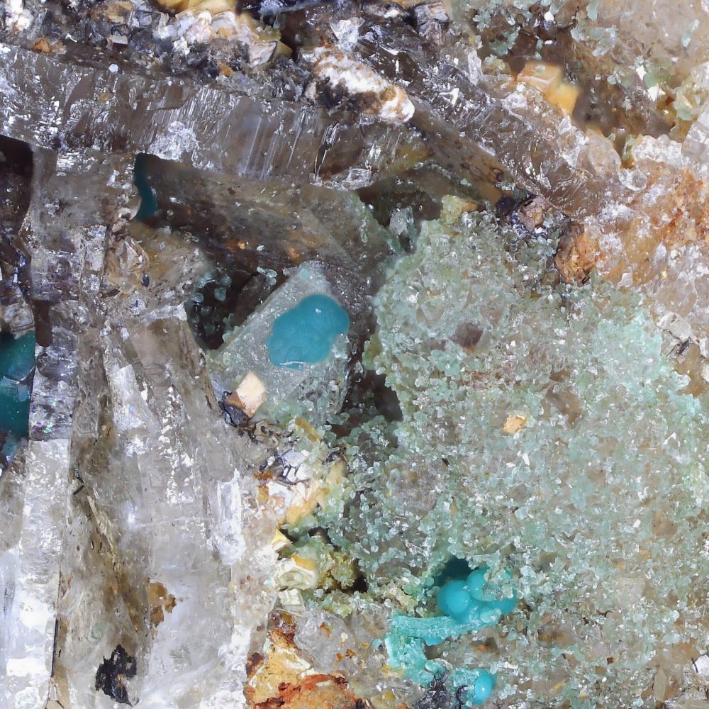 rosasite and adamite from vouves, greece