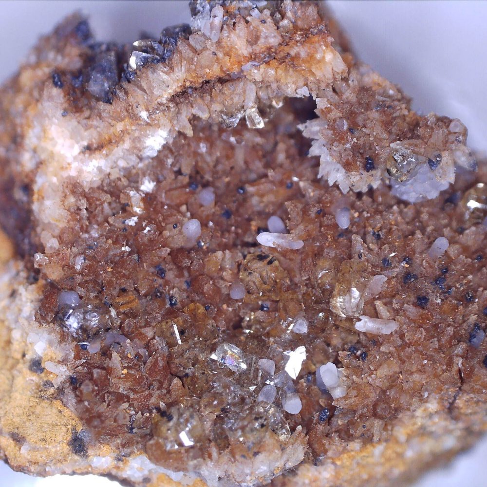 smithsonite, adamite, and calcite from hilarion mine, greece