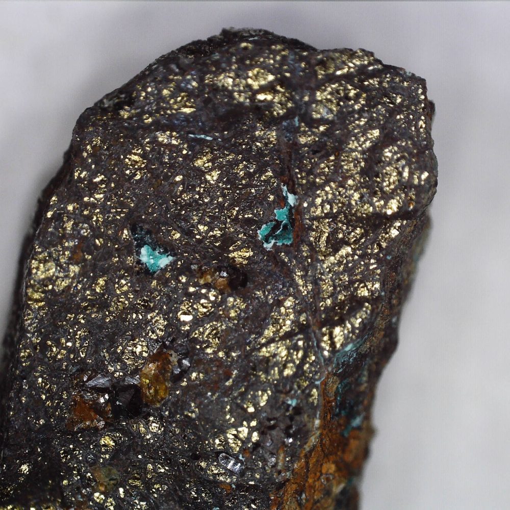 brochanthite and chalcopyrite from potts gill copper mine, cumbria