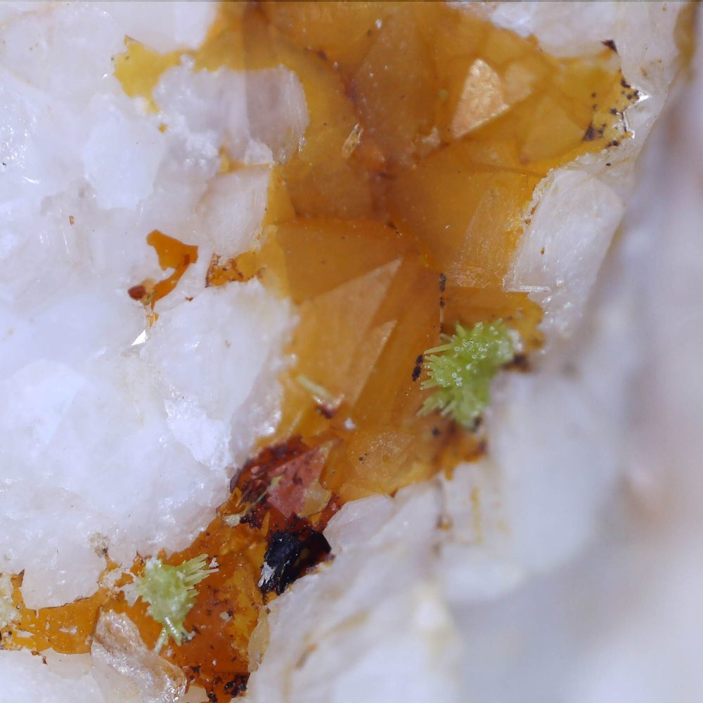 mimetite and quartz from old sandbed mine, cumbria