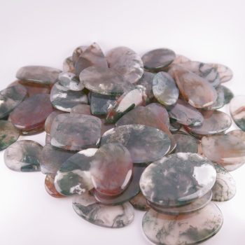 agate cabochons (green moss) (parcels)