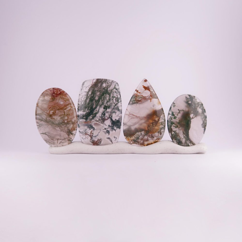 agate cabochons (green moss) (freeforms)