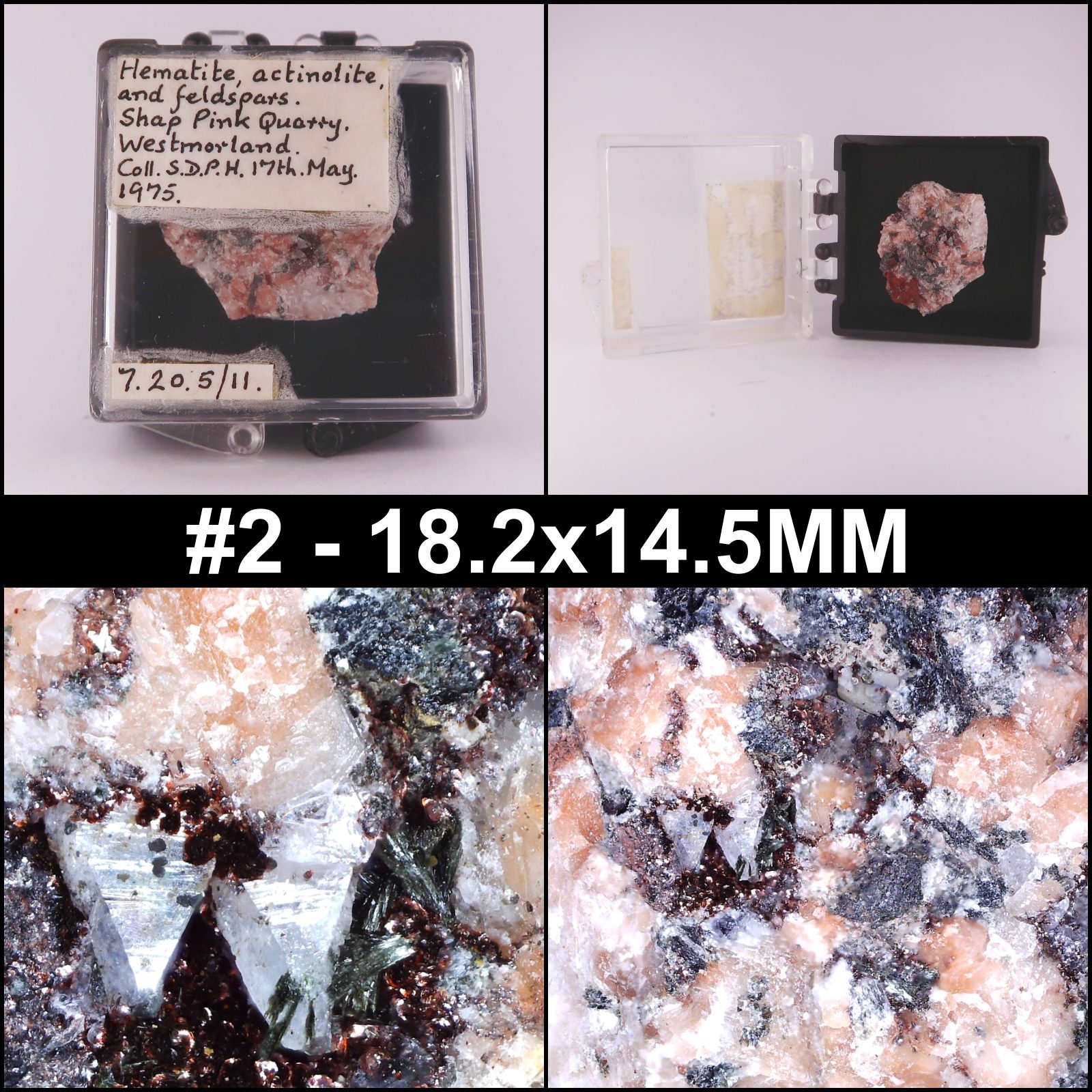 actinolite, hematite, feldspar from shap pink quarry, cumbria