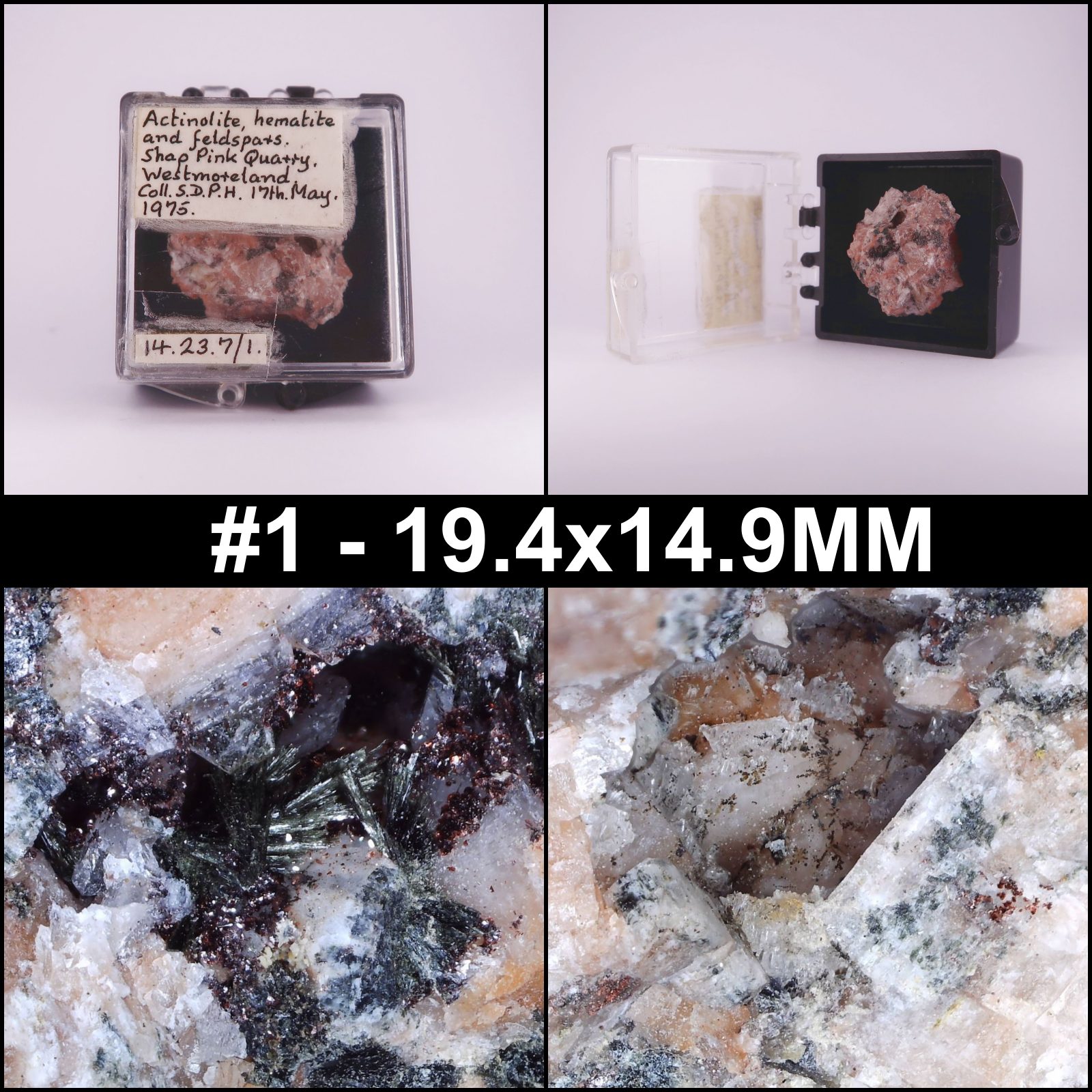 actinolite, hematite, feldspar from shap pink quarry, cumbria