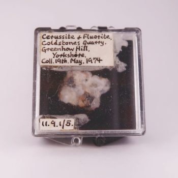 cerussite and fluorite from coldstones quarry, north yorkshire