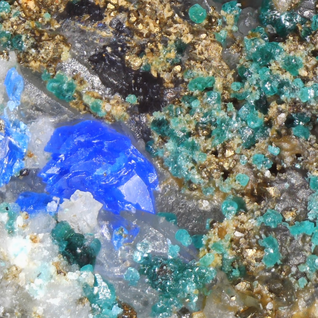 brochanthite, linarite, and pyrite from marie mine, germany